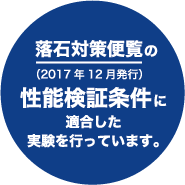 落石対策便覧の性能検証条件に適合した実験を行なっております。