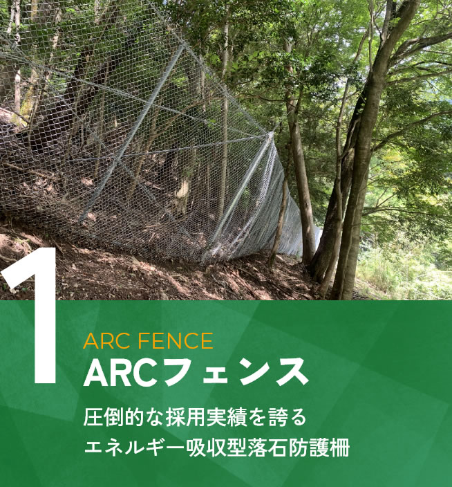ARCフェンス　圧倒的な採用実績を誇るエネルギー吸収型落石防護柵